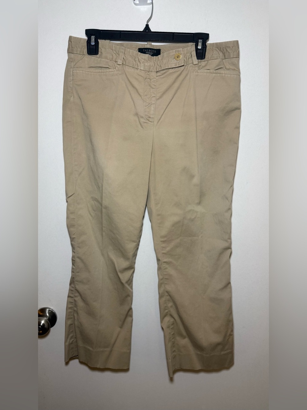 Talbots Signature Petite Beige Tan Solid Twill Chino Dress Work Pants Size 8P